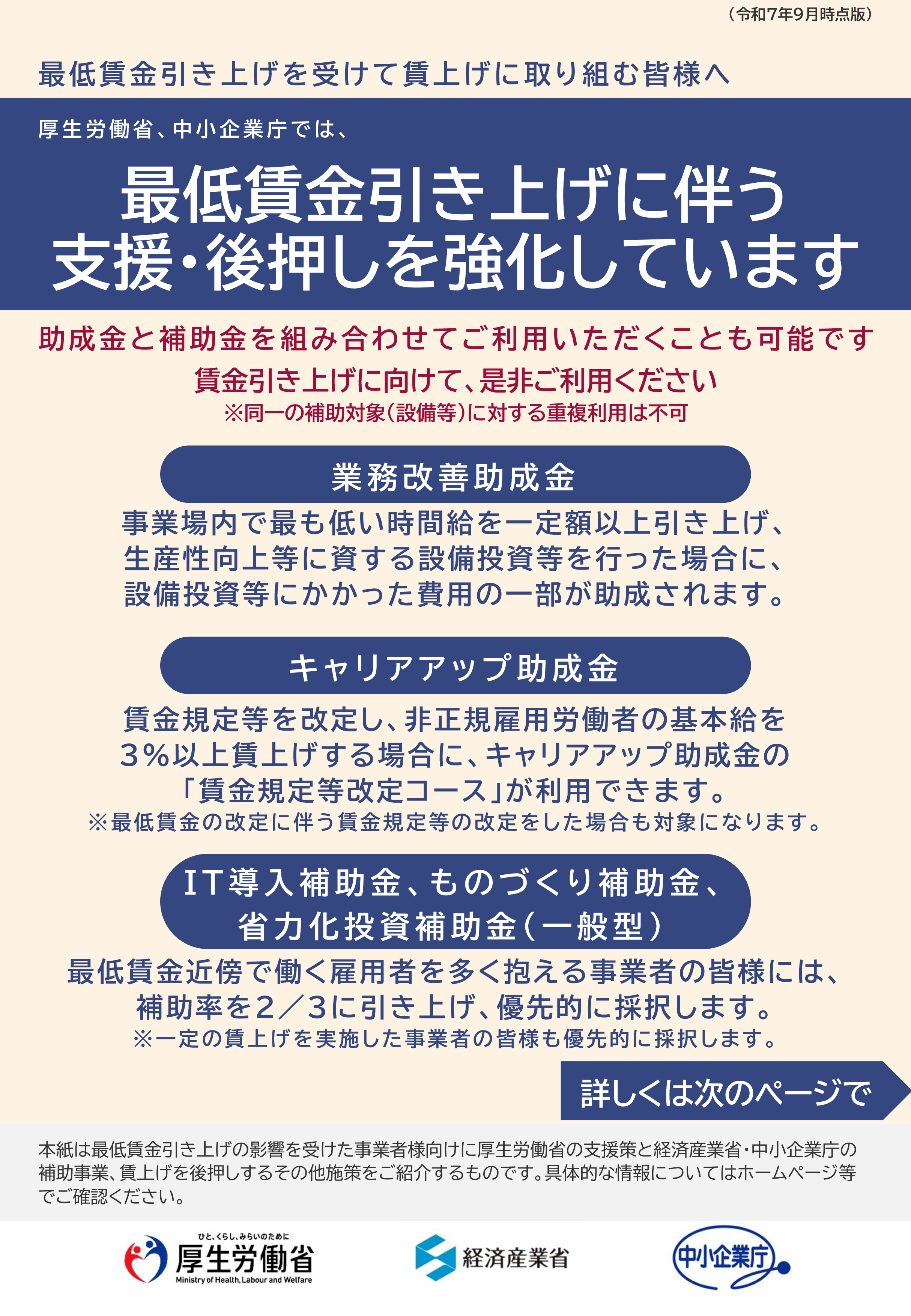 【ご案内】最低賃金引上げに対応するための支援策について